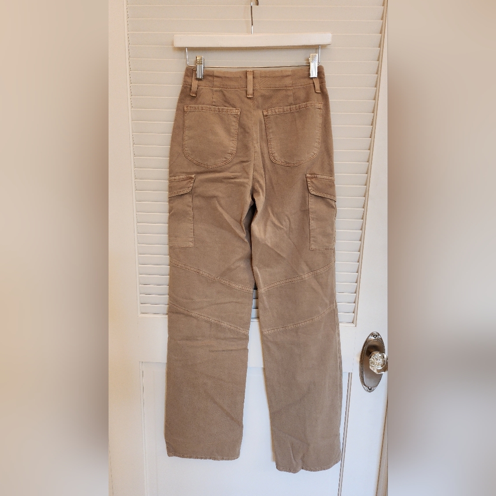 NEW L'AGENCE brooklyn high rise utility wide leg in tan denim pant - Picture 7 of 10